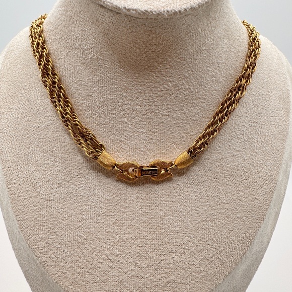 Vintage Monet Gold Tone Multi-Layer Rope Chain Tassel Necklace - Picture 9 of 11